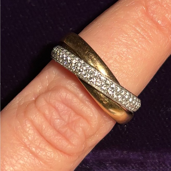 Cartier Trinity pave ring, small model, 18K white,pink & yellow gold. - Picture 5 of 10